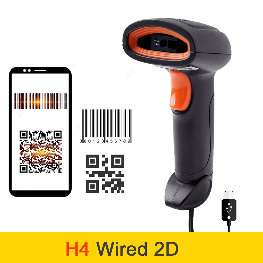 Holyhah Barcode Scanner H4 wired H4W wireless 2D and H4B Bluetooth 2D barcode reader: Red