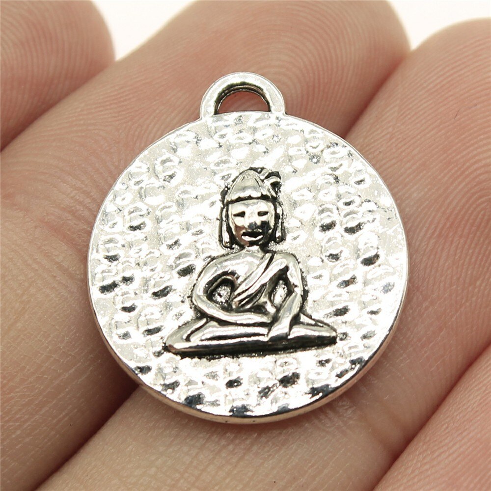 10 stücke Buddha Charme Antike Silber Farbe Buddha Statue Anhänger Reize Buddhismus Buddha Charme Für Schmuck Machen: B13683-22x20mm