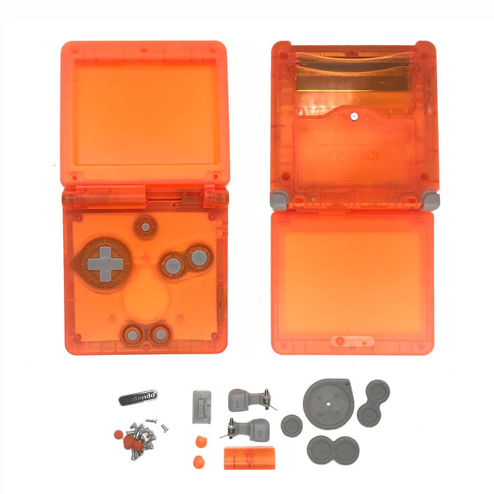 16 colors Housing Shell Case for GBASP Classic SFC Gray Shell with button, rubber pads, sticker replace for Gameboy Advance: Clear Orange