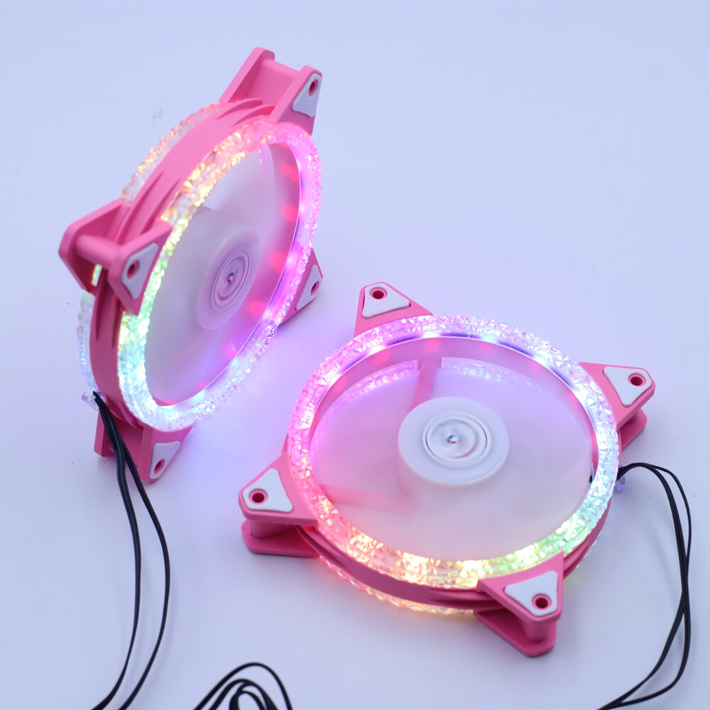 Wovibo-Ventilador silencioso con carcasa LED RGB , Enfriador de CPU de 120mm, Aura Sync, 12V, PWM, 6 pines, Diamante rosa