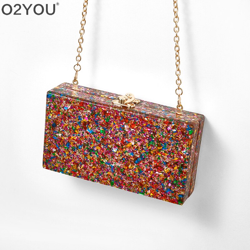 Mix kleurrijke acryl clutch tas zwarte stof binnenin metalen sluiting dames schouder handtassen strand zon reizen acryl portemonnee tassen