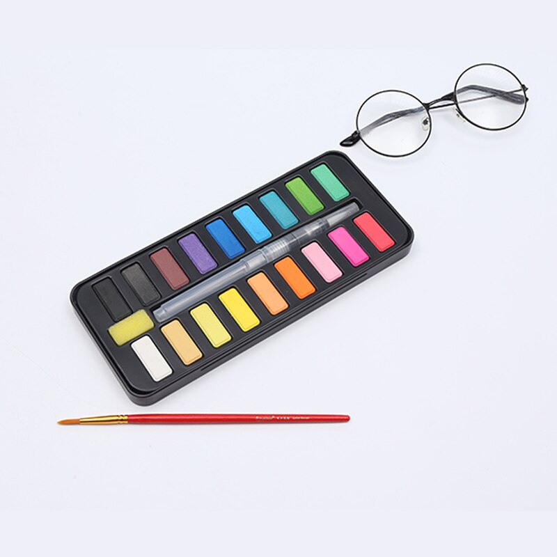 CHENYU 12/18/24 Colors Solid Watercolor Paint Set Portable With Water Brush Drawing School Acrylic Art Supplies