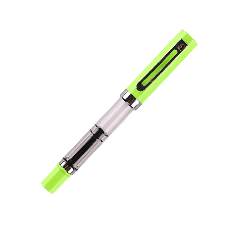 Lanbitou 3059 pluma estilográfica de pistón pluma de tinta de plástico EF/F punta Clip plateado negocios PK JINHAO papelería suministros escolares de oficina: green / efectivo