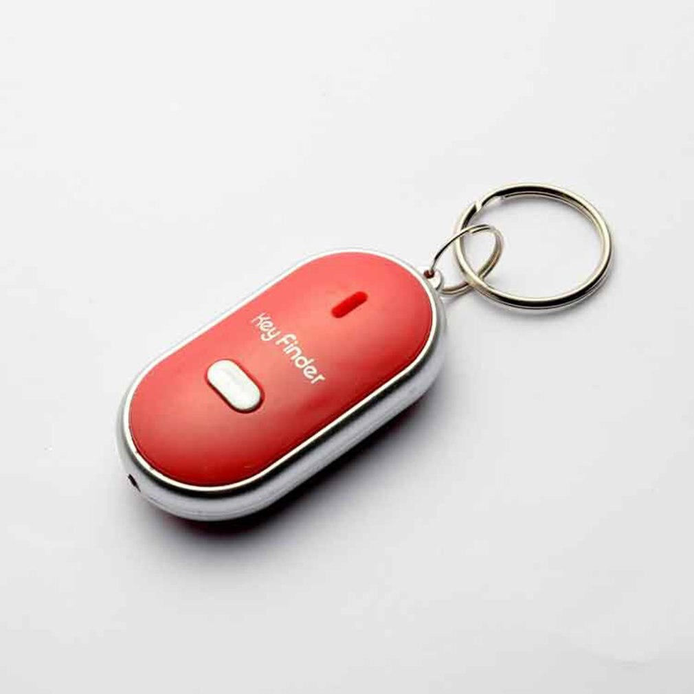 Mini Whistle Anti Lost KeyFinder Alarm Wallet Pet Tracker Smart Flashing Beeping Remote Locator Keychain Tracer Key Finder + LED: RED
