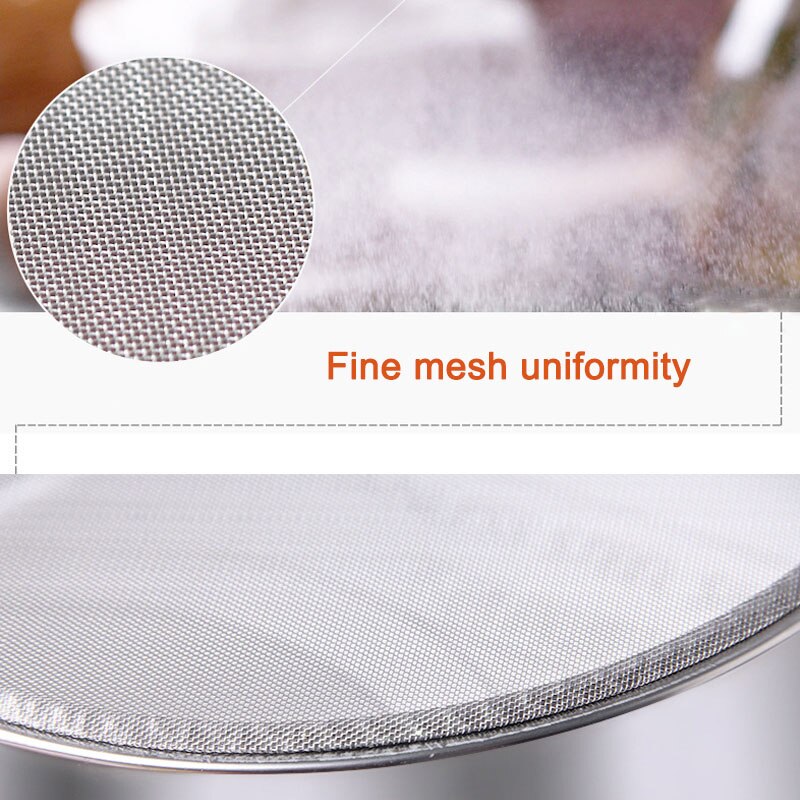 1 Pcs Rvs Meel Zeef Vergiet Fijne Mesh Olieaanzuigzeef Zeef Suiker Filter Keuken 66CY