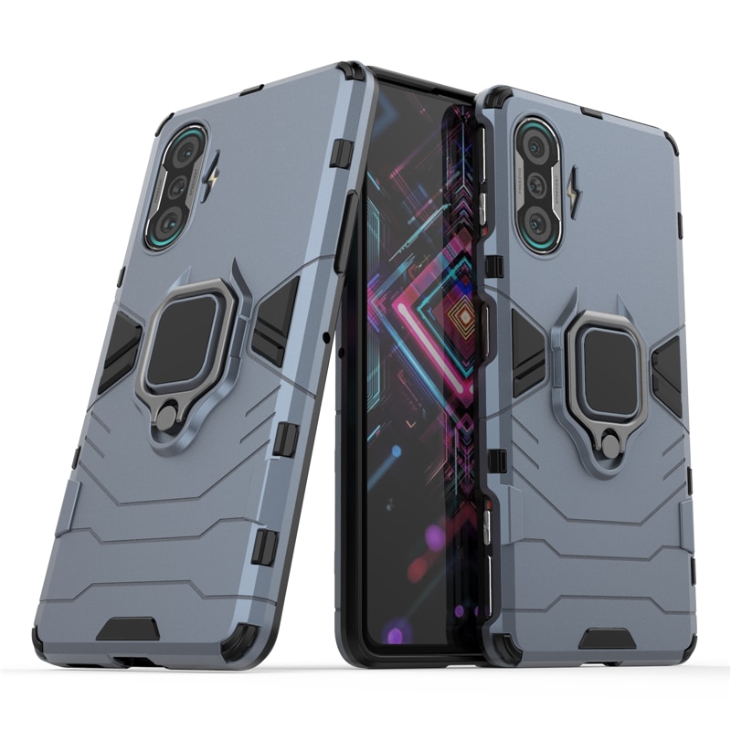 Funda de teléfono para Xiaomi Redmi K40 Gaming, carcasa con anillo magnético y soporte, a prueba de golpes, Armadura: Redmi K40 Pro Plus / Navyblue