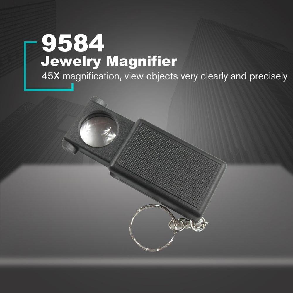 45X Magnifier Mini Microscope Jewelry Antiques Identification Magnifying Glass Pull-out Switch Loupe Glass LED Light