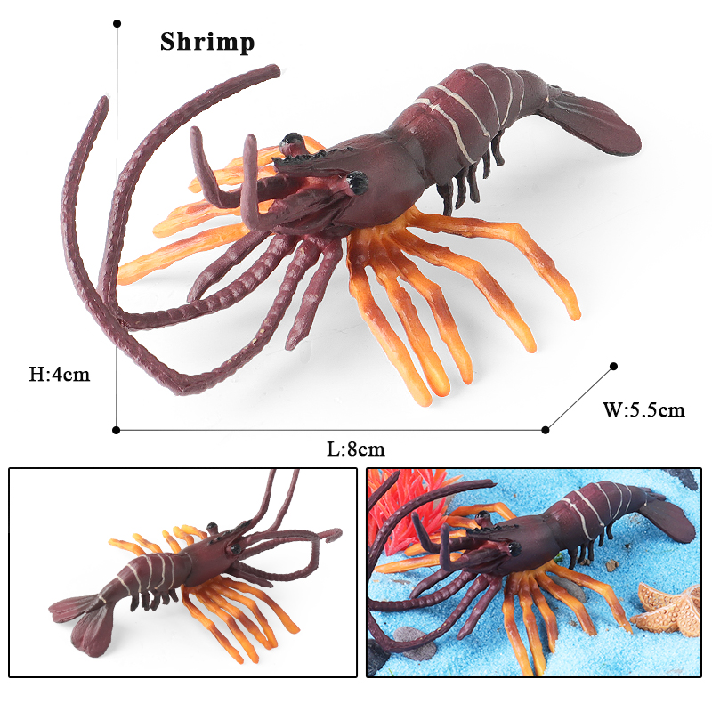 Oenux havdyr simulering tigerrejer krebs rejer havliv modelfigurer actionfigurer samling legetøj til børn: Chokolade
