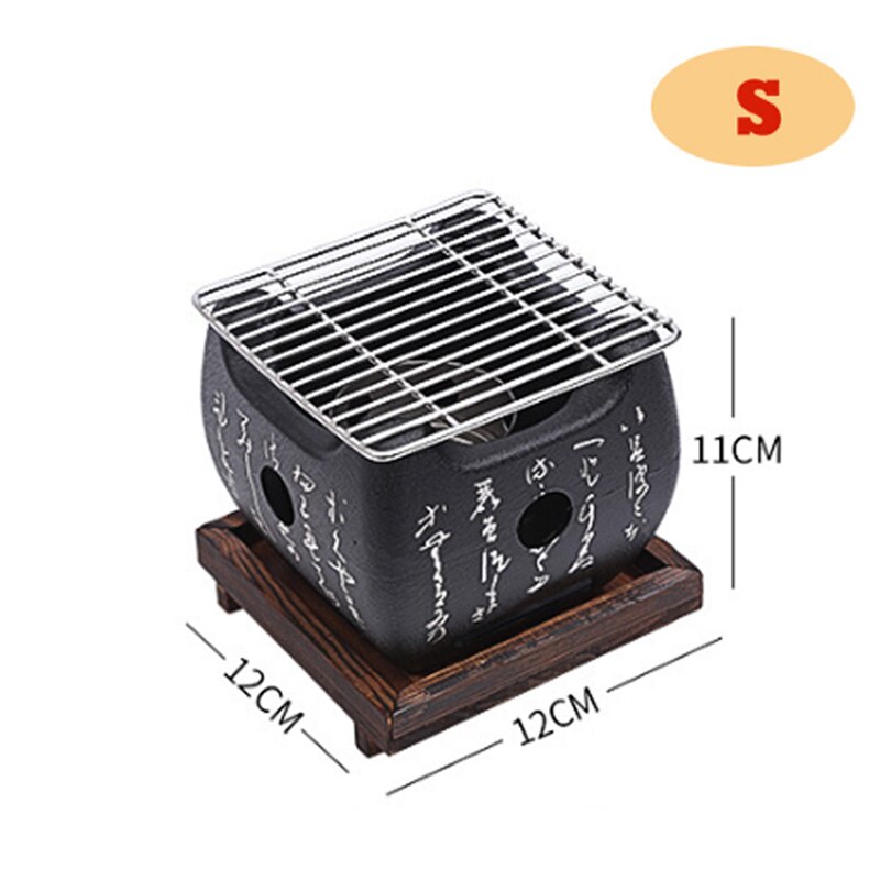 Portátil japonês churrasqueira a carvão grelhador grelhadores de liga de alumínio ao ar livre indoor churrasco grill pan churrasqueira fogão: 12X12cm