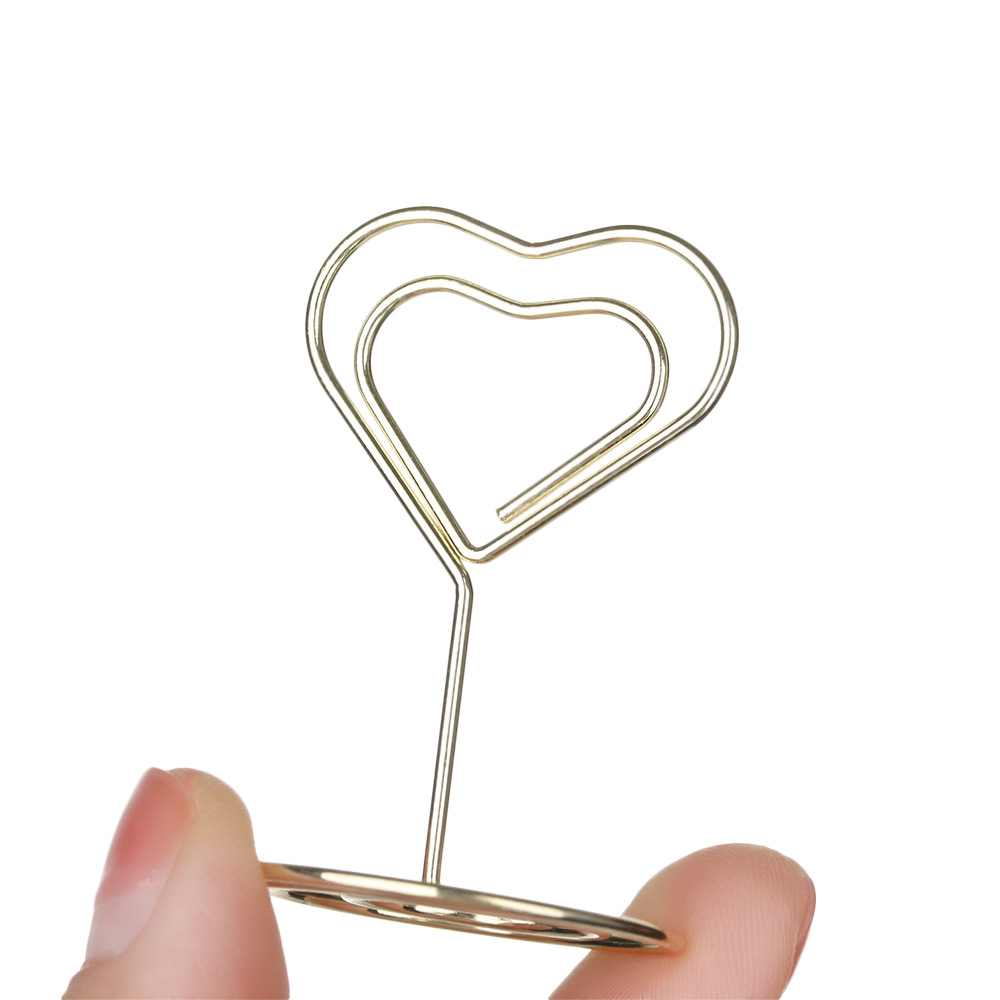 1/3/5Pcs Metal Heart Diamond Shape Clamp Place Card Holder Photo Clip Table Number Stand for Wedding Party Desktop Decor