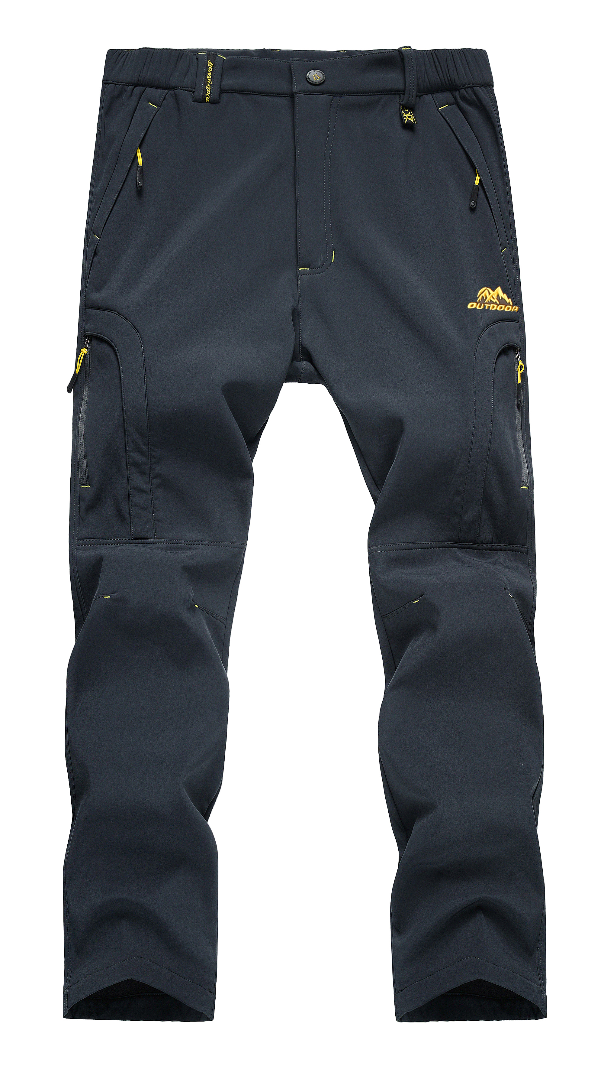 Waterdichte wandelbroek voor heren Outdoor Fleece gevoerde sneeuwskibroek Winter Softshell snowboardbroek: XL / Donkergrijs