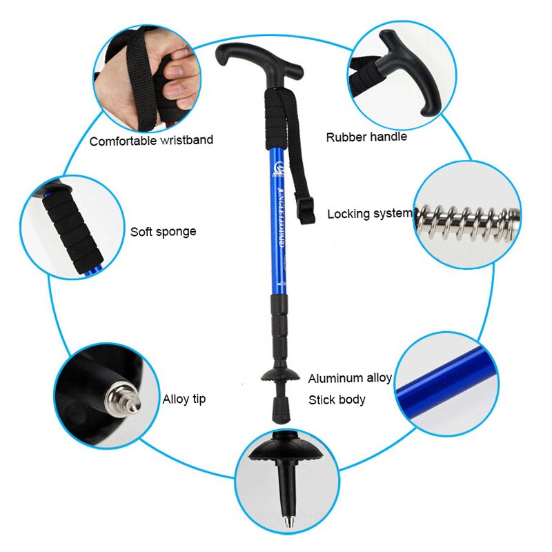 Adjustable Walking Stick for the Elderly Telescopic Crutches for Old Men Women Anti Shock Walking Cane Trekking Pole for Fathers