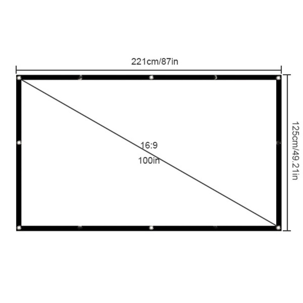 Portable Outdoor Movie Reflective Cloth 16:9 Projector Screen Fabric 60 84 100 120 130&#39; Screen Projection 3D Film Wall Mounted: 100 inch