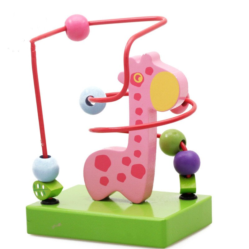 Hand Oog Coördinatie Kinderen Puzzel Vroege Onderwijs Speelgoed Houten Mini Dieren Rond Kralen Speelgoed Oefening