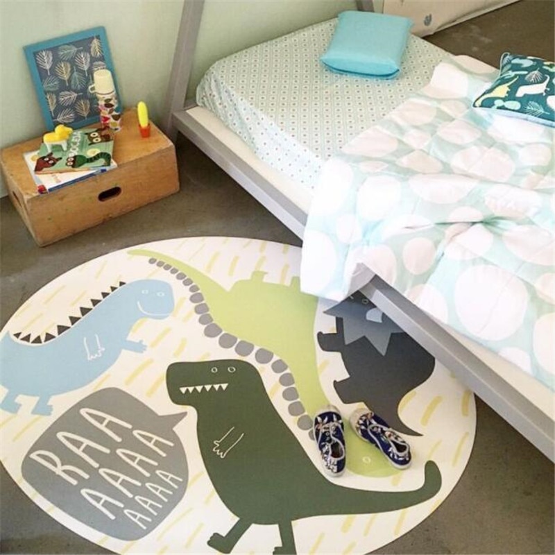 Barneteppe rundt babykrypende lekematte diameter 120cm dinosaurkanin barnetepper mykt gulv sklisikre tepper til barnehagen