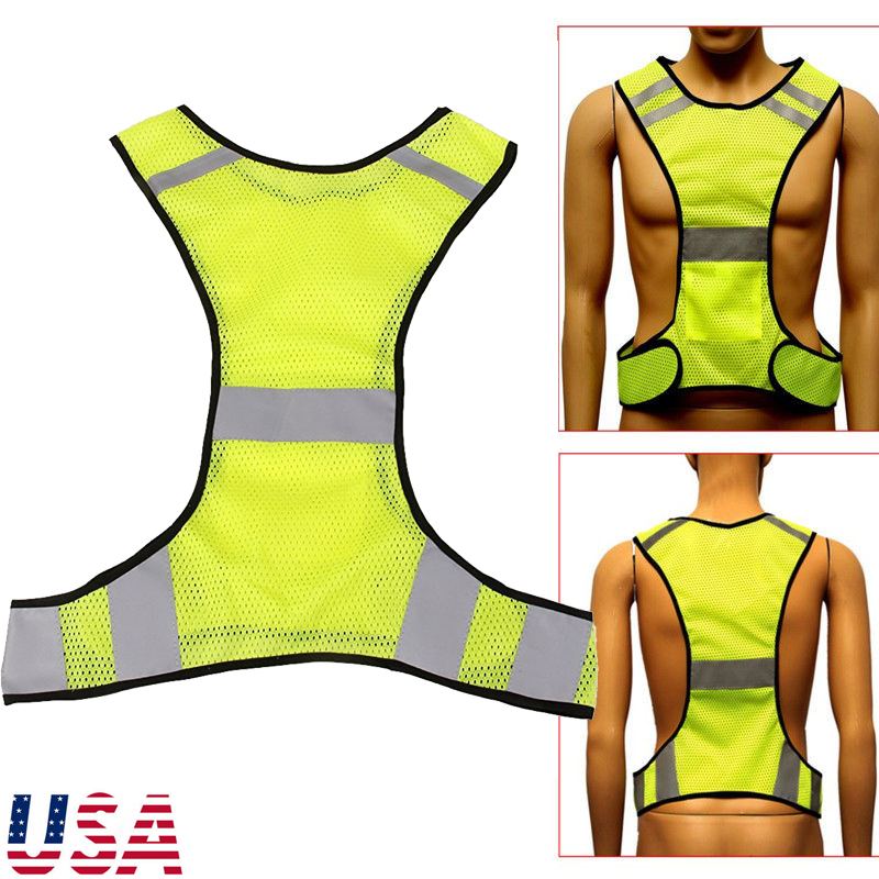 Reflekterende jakke sikkerhedsvest til løb jogging vandrecykel (luciffer gul)