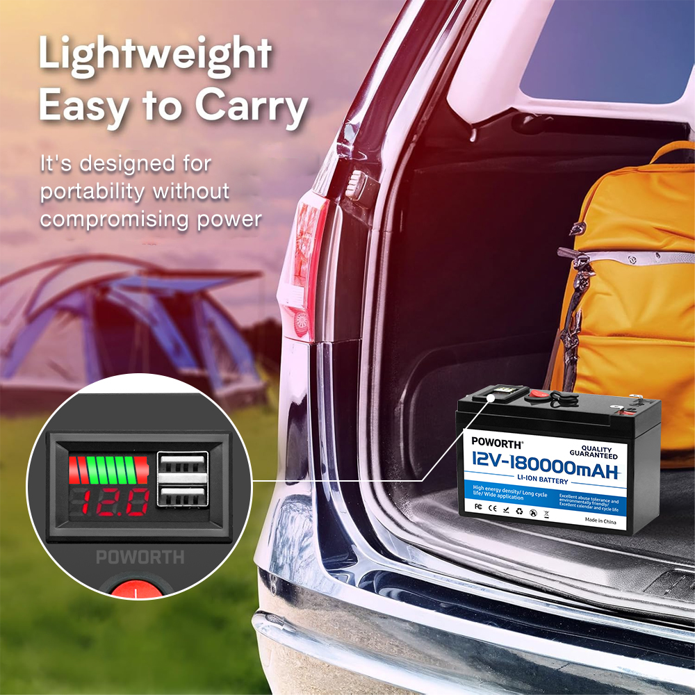 Højkapacitets lifepo 4- batteri 12v x 180000 mah med indbygget bms - løsning til solpaneler, autocampere, yachter og nødstrøm