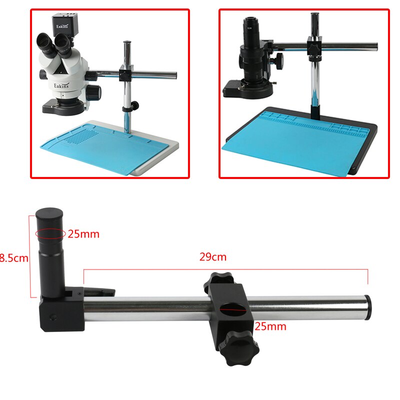 Support multi-axes en métal réglable pour Microscope stéréo trinoculaire, diamètre de 25mm, bras métallique long pour caméra vidéo industrielle