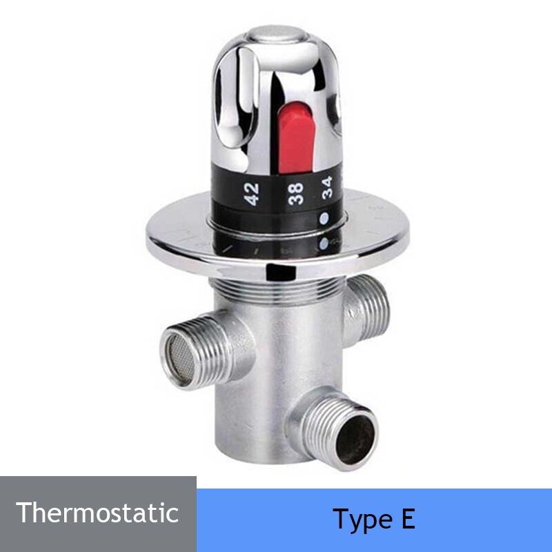 Chrome Thermostatic Brass Mixer Valve Brass Cartridge Mixer Valve Cold Water Temperature Control Mixer Bathroom Accessories: Type E