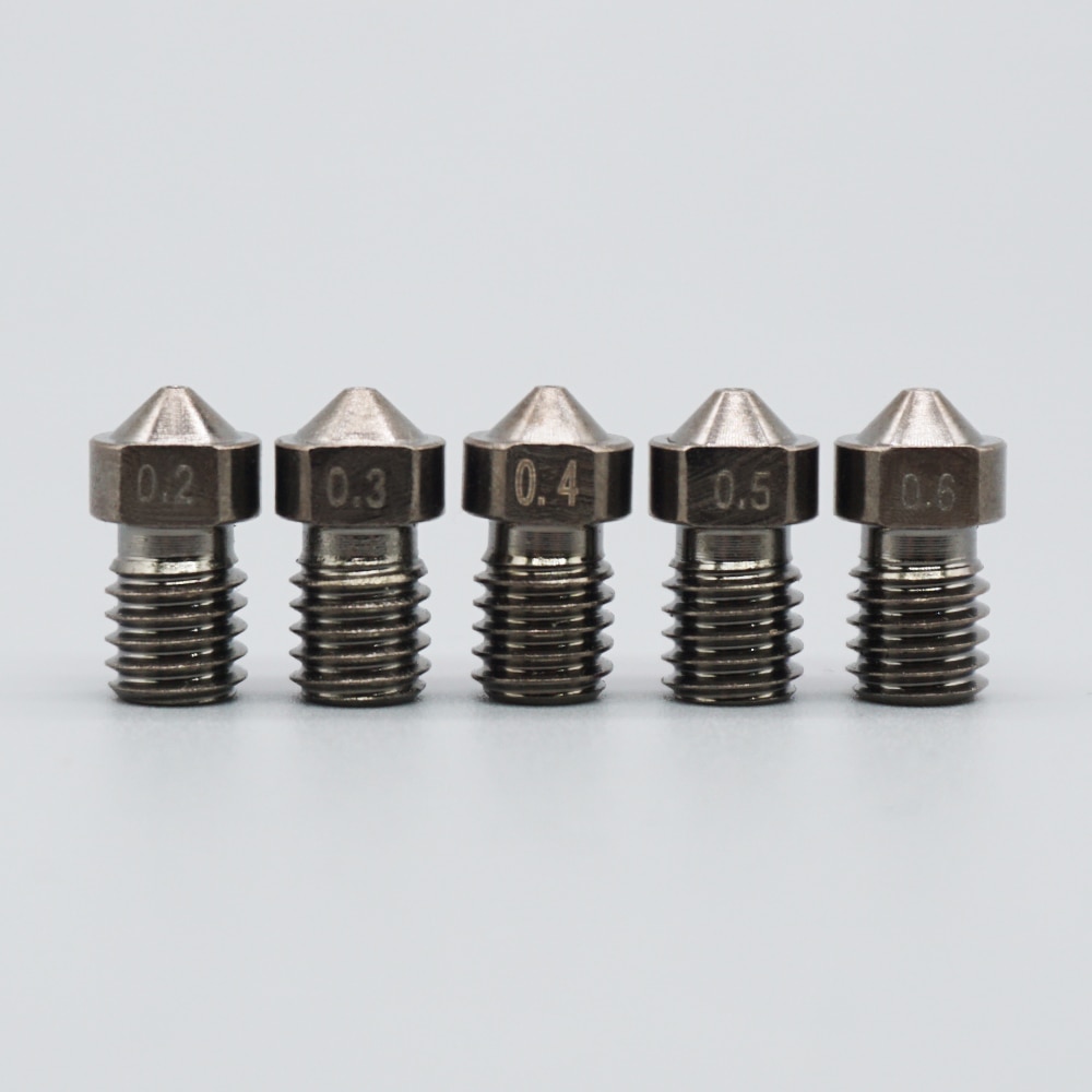 3D Printer Parts Nozzle E3D V6 Die Steel Nozzle V5 High Temperature Hardened Steel Nozzle M6 Thread 0.2/0.3/0.4/0.5/0.6 1.75mm