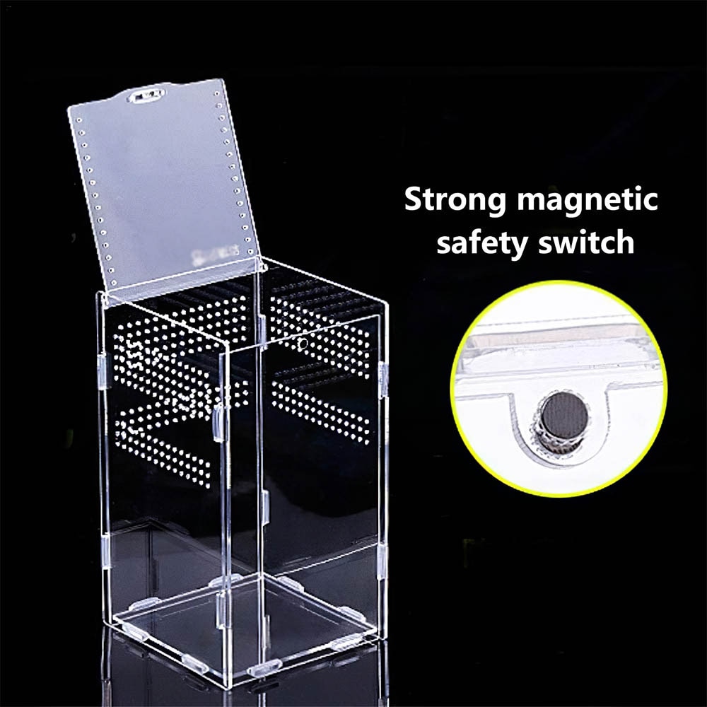 Acrylic Reptile Feeding Box Insect Box Mantis Breeding Box Insect Reptile Cage Terrarium Feeding Box Acrylic Transparent