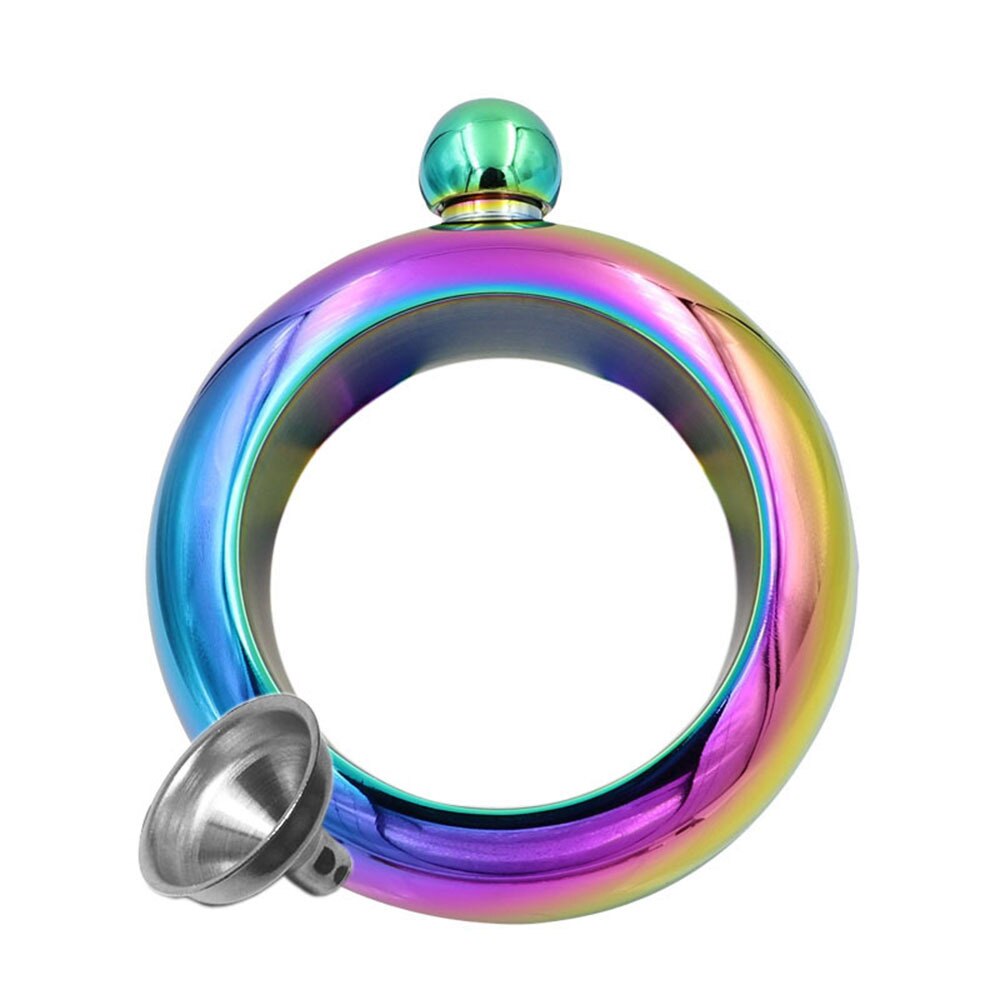 3,5 unzen Armreif Armbinde Flachmann Edelstahl Alkohol Metall Whiskey Wodka Flachmann Tasche Container Getränk: Regenbogen