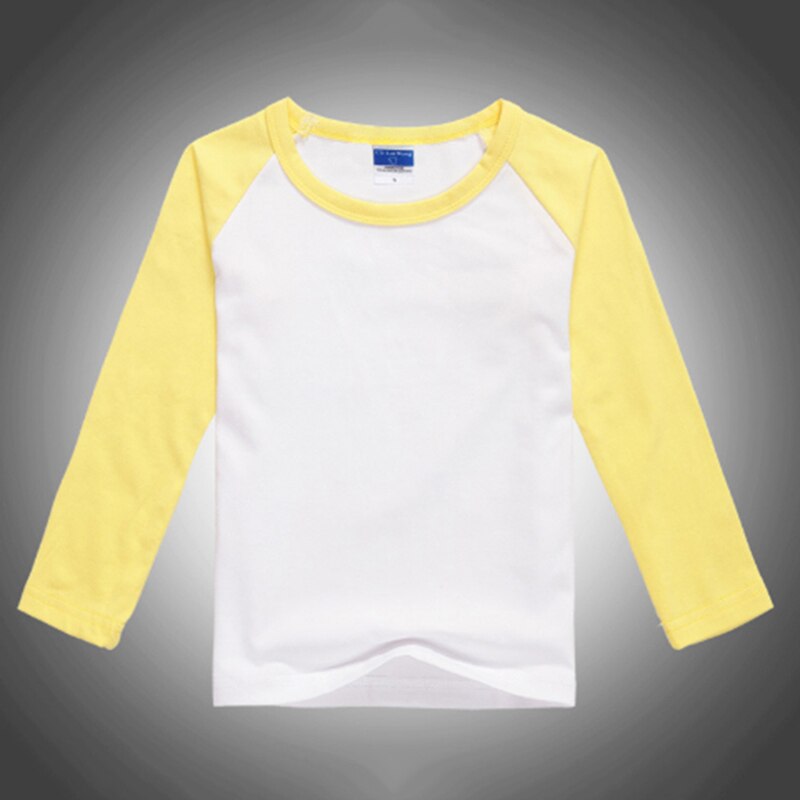 Lente Lange Mouwen T Shirts Tops Kids Jongens Meisjes Kinderen O Nek Patchwork Tees Tops Herfst Sweatshirt Shirts Mujer: yellow / L