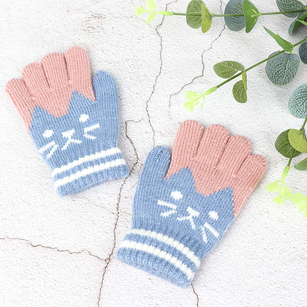Child Kids Winter Gloves Baby Girls Boys Gloves Kids Winter Warm Thick Knitted Gloves Magic Mittens: blue
