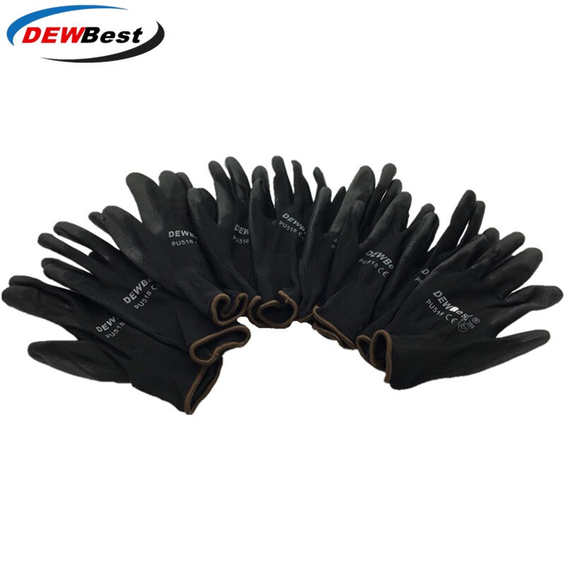 DMF work safety gloves, 13g Pu palm coating protective gloves, four colors of workplace safety protection articles are available