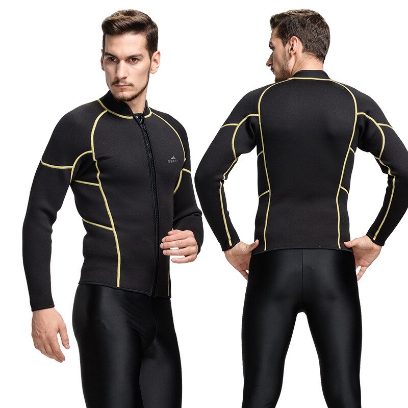 Sbart 3mm Neoprene Wetsuit Top Men Long Sleeve UV Protection Warm Surf Jacket for Diving Spearfishing