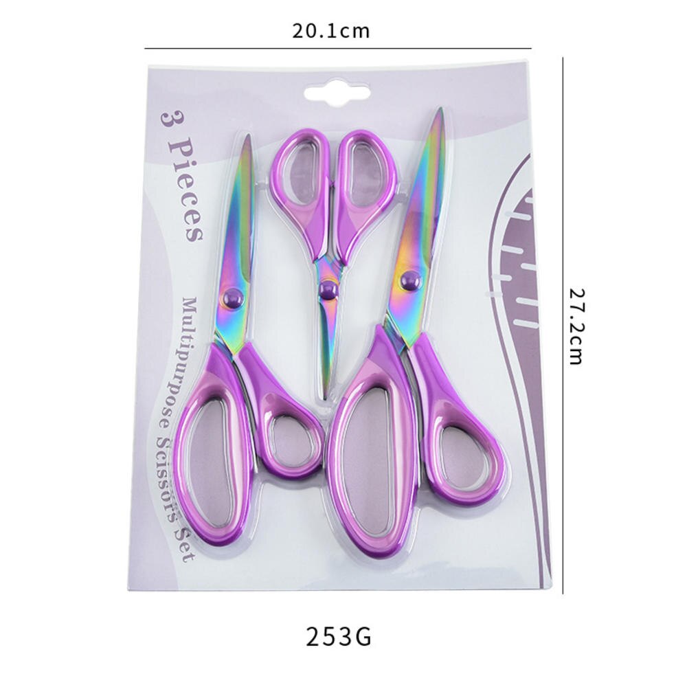 3pcs/Set Multipurpose Scissors Set for Crafts Sewing Arts Office School and Home Supplies Titanium Scissors Sharp Blades Shears