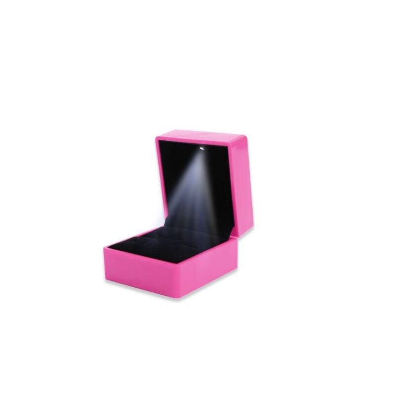 Cajas de almacenamiento de anillo de collar con luz LED, caja de de compromiso de boda, pendiente pulsera joyería, caja de exhibición: PK-R