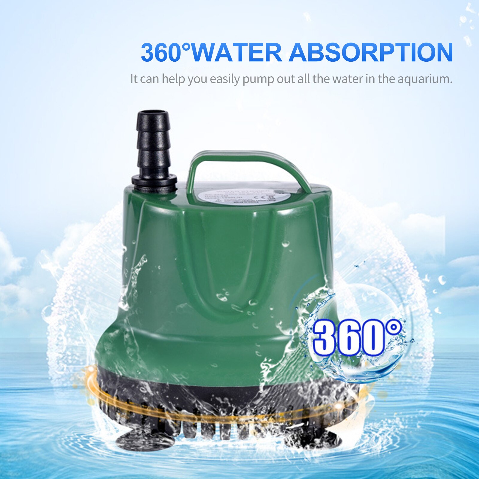 60W 3000L/H Submersible Water Pump Mini Fountain Pump Ultra Quiet for Aquarium Tank Water Hydroponic Systems with Nozzles