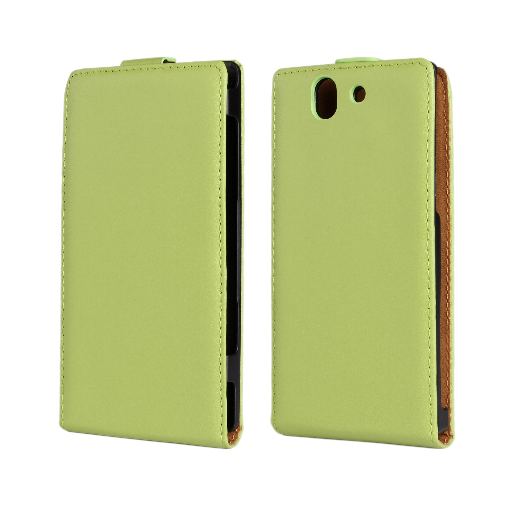 Clamshell telefon cover læder taske til sony xperia z  c6602 c6603 magnetisk adsorptionsspænde hylster flip coevr cover: Grøn / Kasse og glasfilm