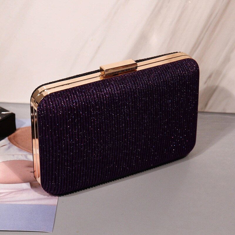 Folded Clutch Bag - Women's Evening Party Bag - PU Leather - Zipper Closure - Soft Tote: Dark Purple