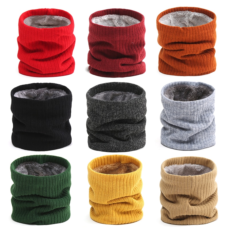 Strik kvinder ring hals tørklæde vinter varm tyk pels bandana bomuld cykel tørklæder unisex mænd cashmere krave wraps