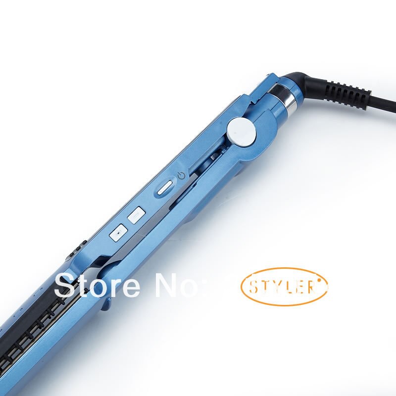 Nano Titanium Ceramic Hair Straightener Iron adjust temperature wet and dry Blue