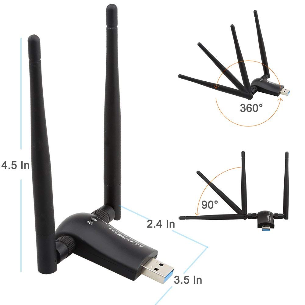 Draadloze Usb Wifi Adapter 1200Mbps Dual Band 2.4Ghz/300Mbps 5Ghz/867Mbps High Gain dual 5dBi Antennes Netwerk Wifi Usb 3.0