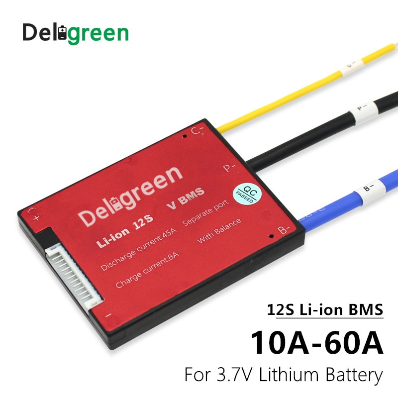 12S 20A 30A 40A 50A 60A 36V Pcm/Pcb/Bms Separete Poort Voor 3.7V Lincm batterij 18650 Lithion Ion Met Balans Max 4.2V 50.4V