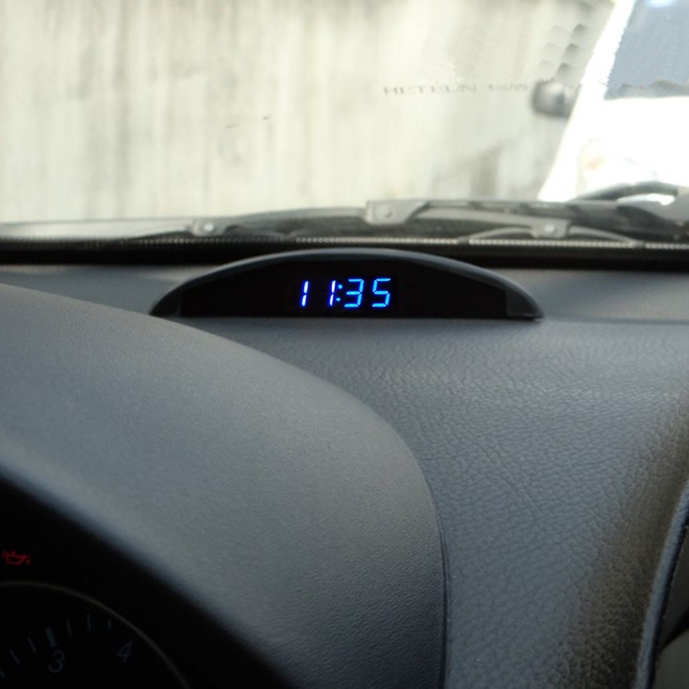 VODOOL Automobile Clock Auto 2 In 1 Multifunction Car Clock Electronic Clock with 12V LED Digital Thermometer Voltmeter Car