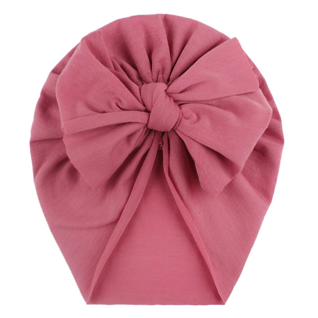 Gorro con cinta para la cabeza para bebé, gorra con estampado de lazo, turbante elástico de algodón, gorrito para envolver la cabeza para bebé, sombrero para niña, accesorios para el cabello para bebé: Pink2