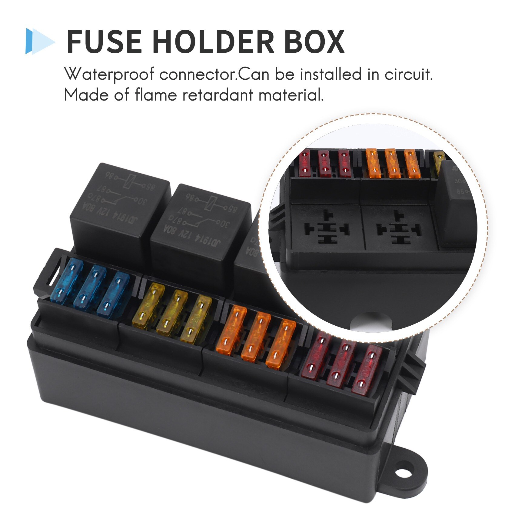 12 Way Blade Fuse Holder Box with Spade Terminals and Fuse 4PCS 5Pin 12V 40A Relays for Car Truck Trailer and Boat