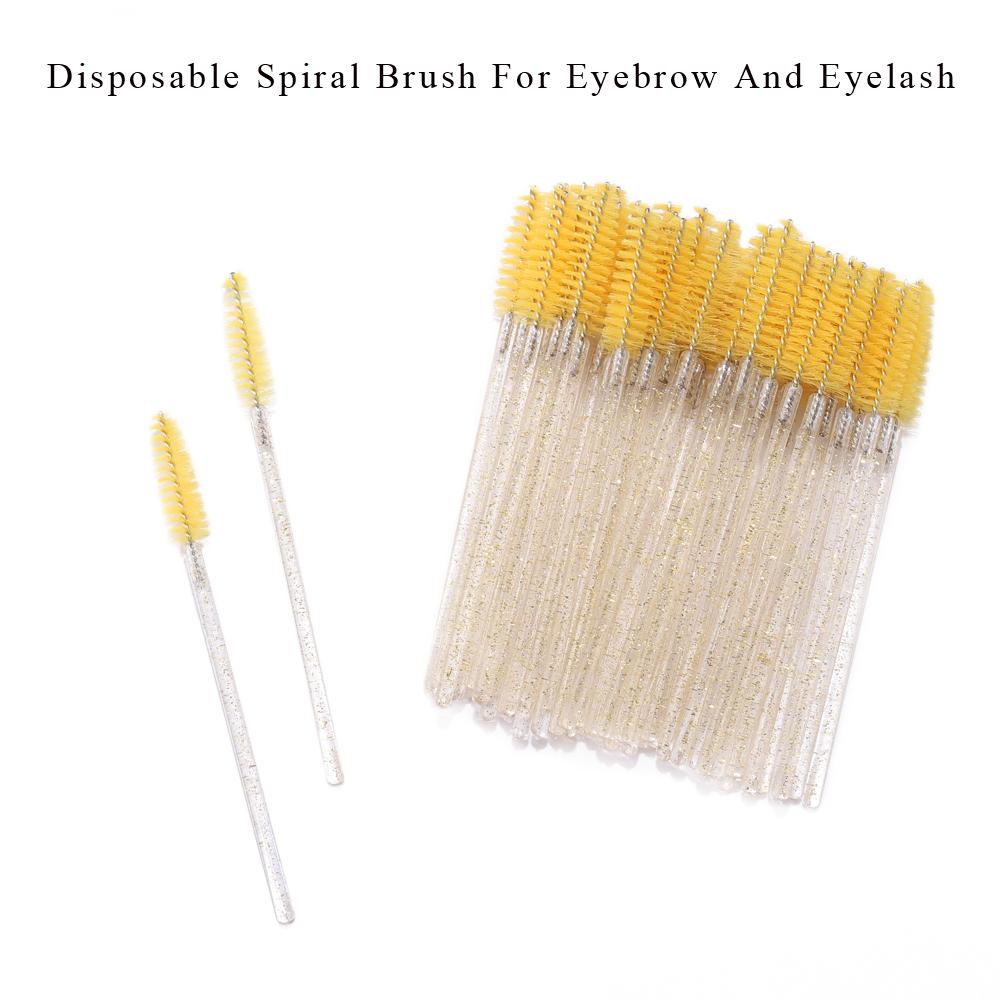50 Uds. De cepillos desechables para extensión de pestañas, cepillo para cejas de cristal, varita para rímel, pestañas, juego de herramientas cosméticas, maquillaje de belleza