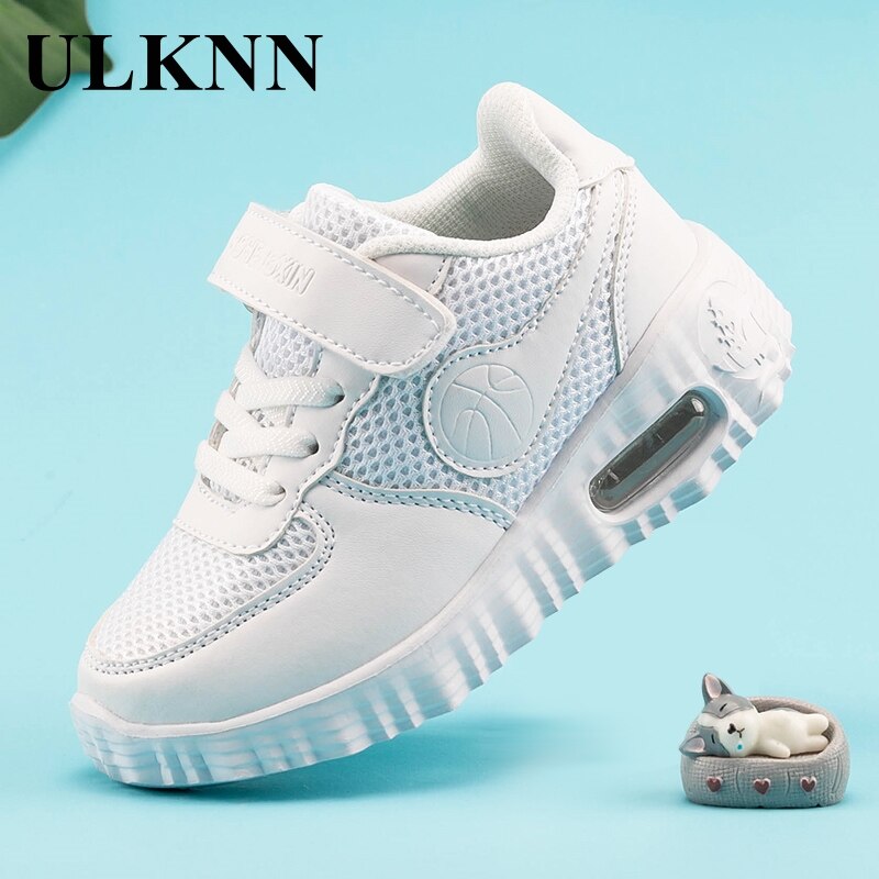 Ulknn Breathable Air Cushion Shoes Children's White Shoes Primary School Shoes Boys and Girls Sports Shoes Kids Boys Sneakers