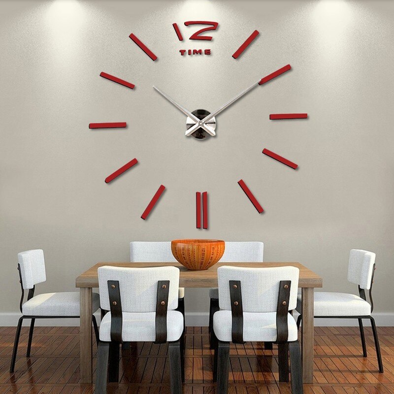 Oversized mirror acrylic 3D wall clock modern DIY wall clock living room quartz pin European digital wall clock