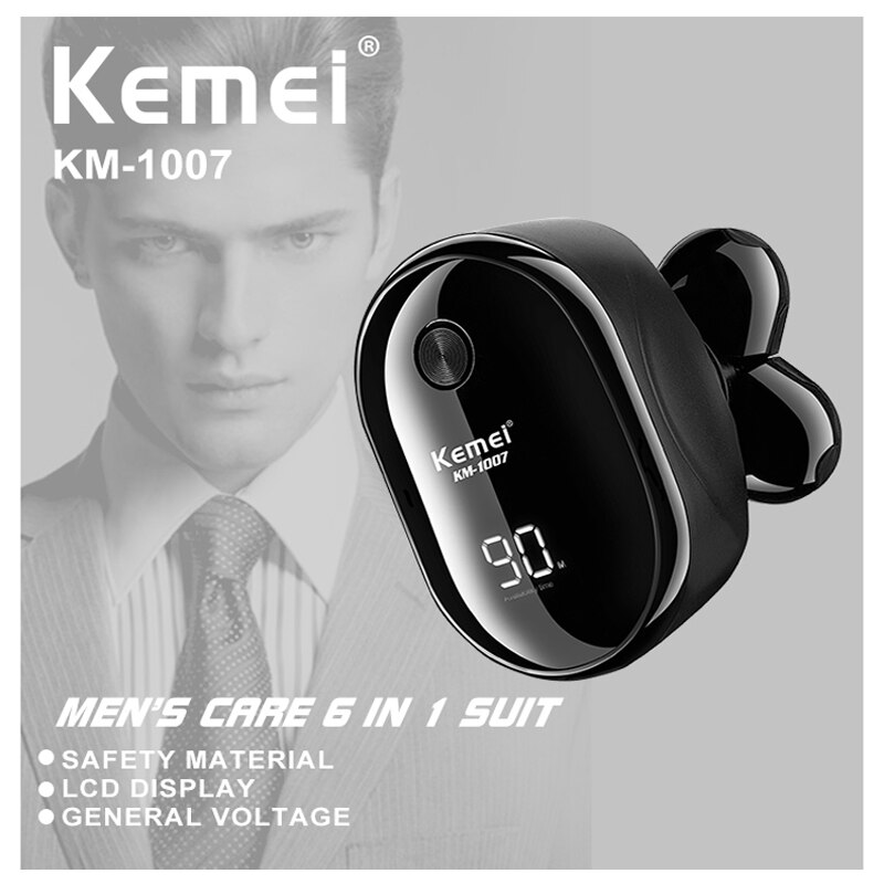 6in1 washable electric razor for men beard dry wet shaving machine facial body electric shaver li-ion rechargeable grooming set