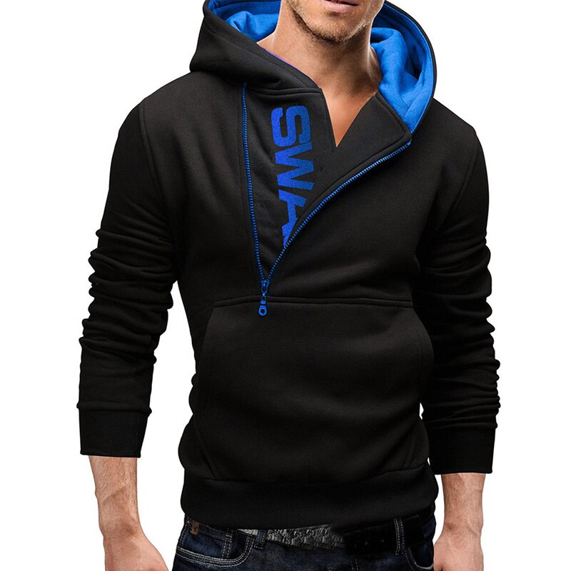 Autumn Men Casual Letter Printing Side Zipper Head Cashmere Sweater Male Outerwear Top Men's Hoodies Sports