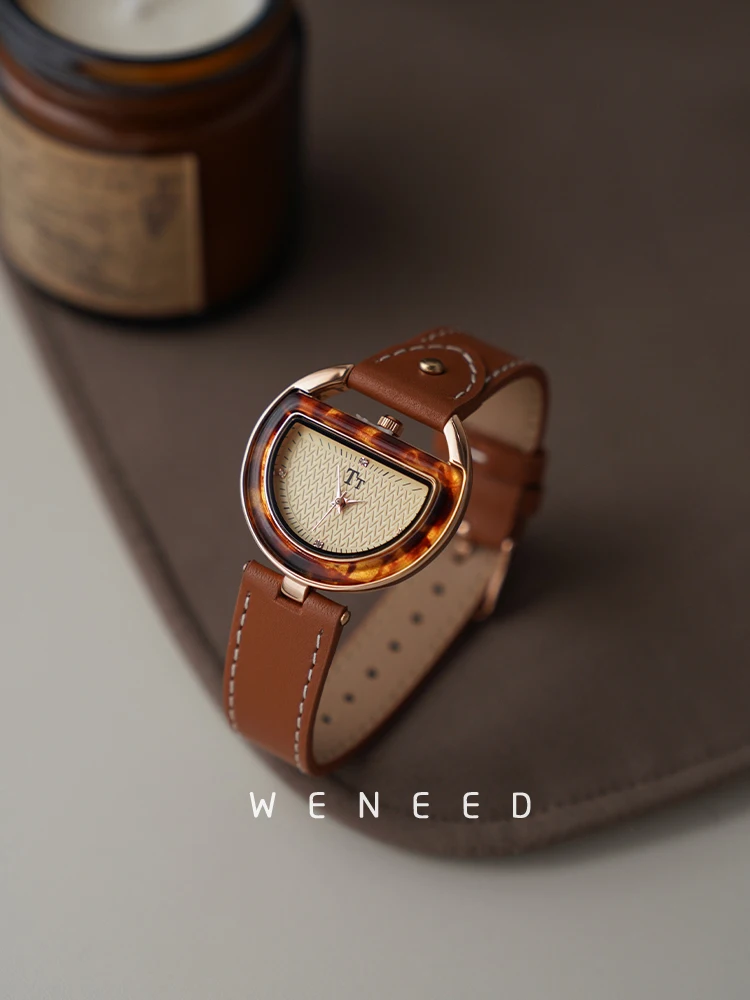 Relojes Vintage de cuero para mujer, ligeros, de lujo, con sentido del para personas mayores, reloj de cuarzo para mujer, Relojes con temperamento para mujer