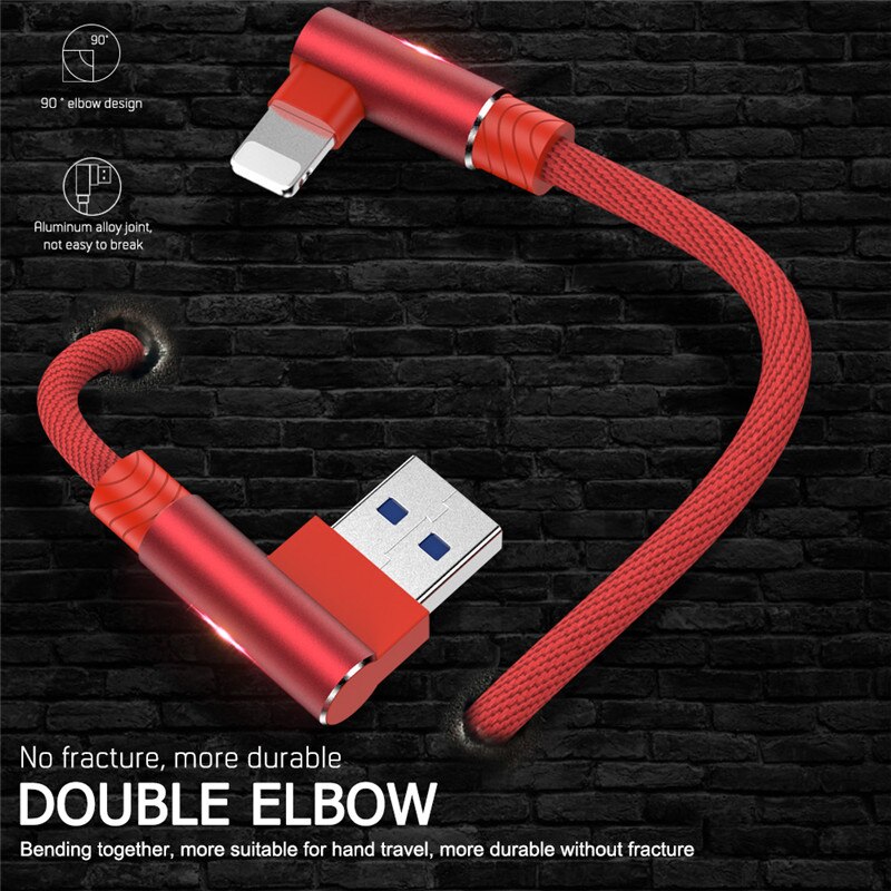 1 2 3 m 90 graden usb-gegevensopladerkabel voor iphone xs max xr  x 11 8 7 6 6s plus 5 5s ipad-snoer van oorsprong mobiele telefoon lang kort