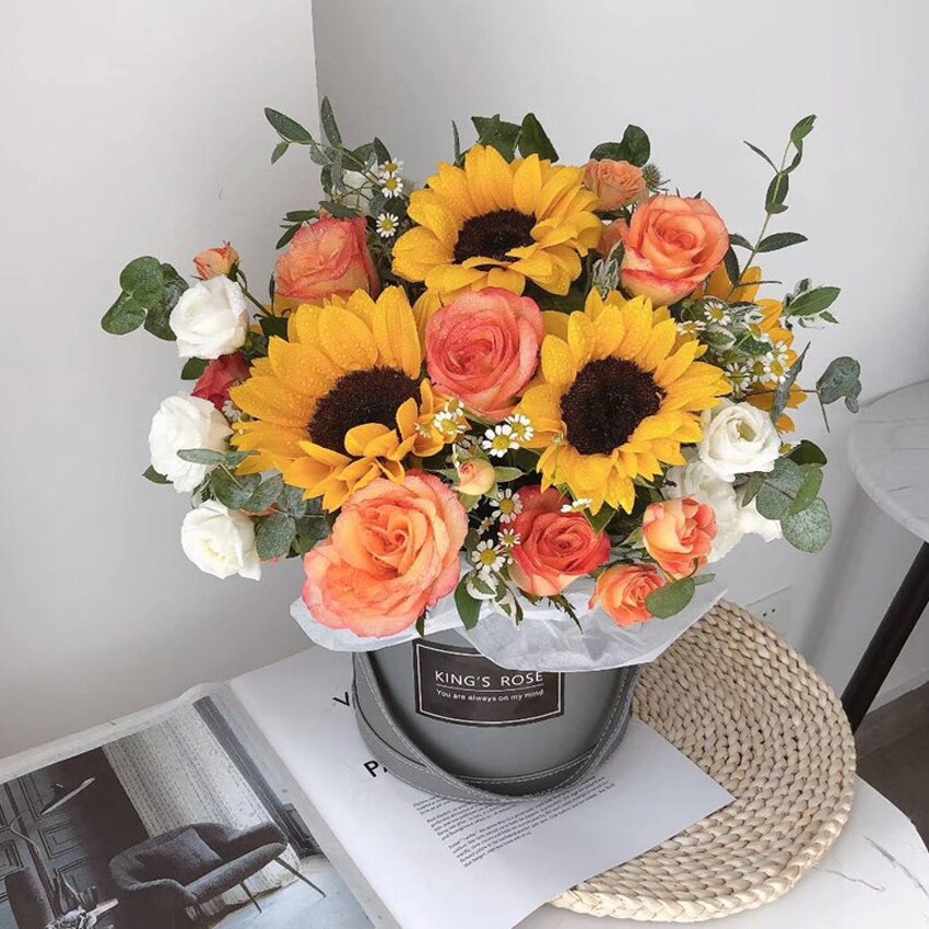 Valentinsdag rund blomsterboks emballasje bøtte blomsterbutikk familie bryllup dekorasjon blomsterbukett fest oppbevaringsboks